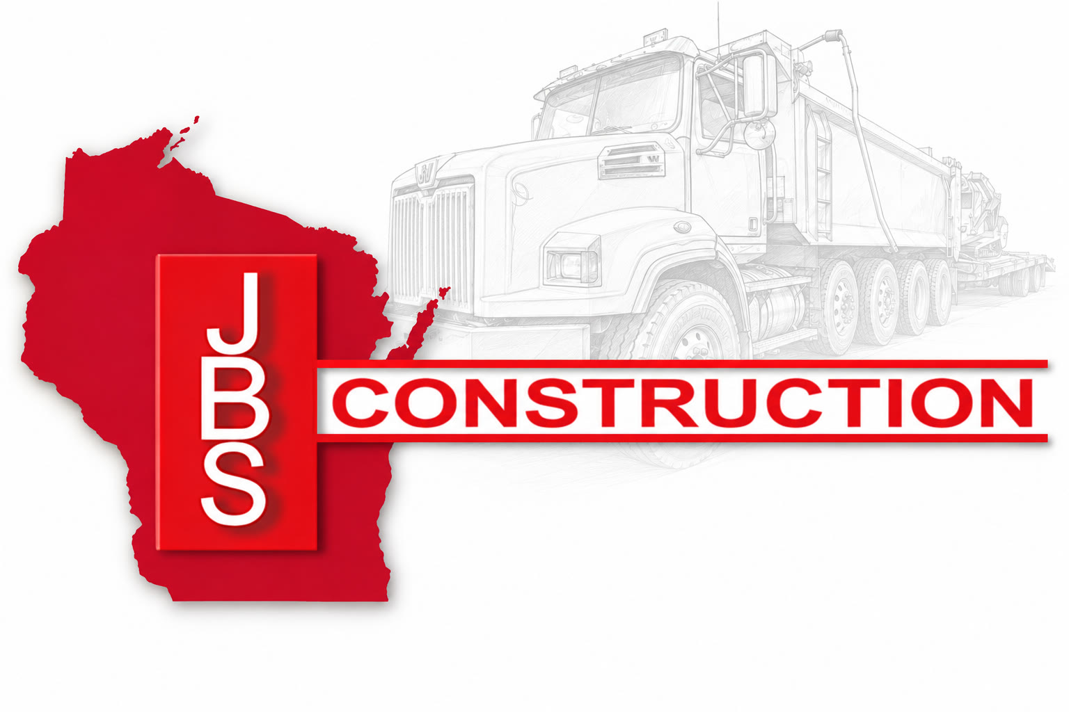 JBS Construction serving Wisconsin, with an outline of a JBS work truck